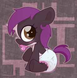 Size: 928x948 | Tagged: safe, artist:cuddlehooves, derpibooru import, oc, oc only, oc:vissy, pony, baby, baby pony, diaper, foal, pacifier, poofy diaper, solo