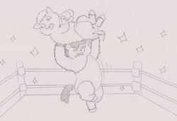 Size: 1500x1025 | Tagged: safe, artist:santanon, derpibooru import, fluffy pony, fluffy pony original art, wrestling