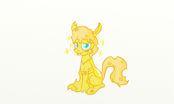 Size: 1511x900 | Tagged: safe, artist:evetssteve, derpibooru import, oc, oc only, oc:golden brisk, changeling, blushing, colt, goldling, male, smiling, solo, sparkles, trap, yellow changeling