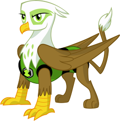 Size: 4768x4824 | Tagged: safe, artist:zimvader42, derpibooru import, griffon, absurd resolution, ben 10, crossover, simple background, solo, transparent background, vector