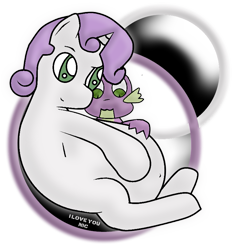 Size: 749x799 | Tagged: safe, artist:cloudmentality, derpibooru import, spike, sweetie belle, dragon, belly, belly button, female, male, preggy belle, pregnant, shipping, spikebelle, straight