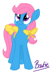 Size: 1024x1463 | Tagged: safe, artist:estrill, derpibooru import, bow tie (g1), g1, g1 to g4, generation leap, simple background, solo, transparent background