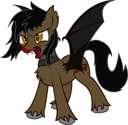 Size: 1280x1253 | Tagged: safe, artist:ze-dusty, derpibooru import, oc, oc only, vampire, angry, blood, chest fluff, fangs, scar, simple background, solo, transparent background, vector