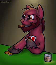 Size: 1024x1185 | Tagged: safe, artist:omnifob, derpibooru import, oc, oc only, glasses, poker, smoking