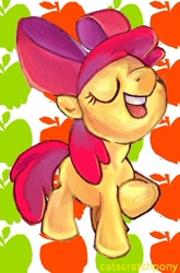 Size: 571x867 | Tagged: safe, artist:catscratchpony, apple bloom, earth pony, pony, female, filly, simple background, solo