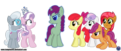 Size: 4000x1686 | Tagged: safe, artist:template93, derpibooru import, apple bloom, babs seed, diamond tiara, scootaloo, silver spoon, sweetie belle, oc, oc:sweetheart, commission