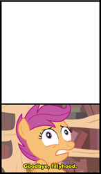 Size: 498x850 | Tagged: safe, derpibooru import, scootaloo, carpet diem, exploitable, goodbye fillyhood, gravity falls, meme