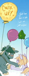 Size: 600x1549 | Tagged: safe, artist:clovercoin, derpibooru import, oc, oc only, oc:providence, oc:starcrossed, balloon