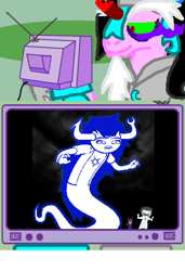 Size: 445x650 | Tagged: safe, derpibooru import, oc, oc only, exploitable meme, homestuck, tavrisprite, tavros nitram, tiara ultima, tv meme, vriska serket