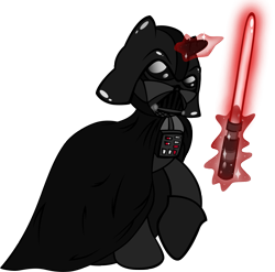 Size: 1549x1531 | Tagged: safe, artist:kannatc, derpibooru import, crossover, darth vader, dual-phase lightsaber, lightsaber, ponified, sith, solo, star wars