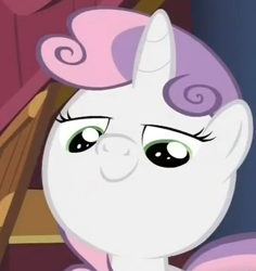 Size: 393x417 | Tagged: safe, screencap, sweetie belle, just for sidekicks, cropped, faic, reaction image, smug