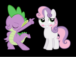 Size: 1736x1309 | Tagged: safe, derpibooru import, spike, sweetie belle, dragon, female, male, shipping, spikebelle, straight