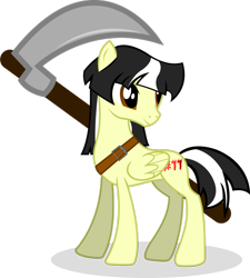 Size: 848x942 | Tagged: safe, artist:tuxedogreenheart, derpibooru import, oc, oc only, pegasus, pony, sickle, solo