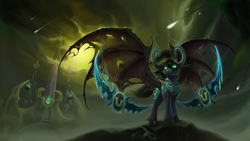 Size: 3840x2160 | Tagged: safe, artist:0riane0, badass, cloven hooves, crossover, devil, devil pony, illidan stormrage, ponified, warcraft, world of warcraft