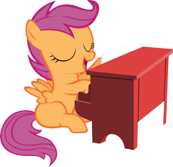 Size: 4056x3911 | Tagged: safe, artist:deadparrot22, scootaloo, the show stoppers, eyes closed, piano, simple background, solo, transparent background, vector