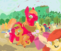 Size: 1094x923 | Tagged: safe, artist:cygaj, derpibooru import, apple bloom, babs seed, big macintosh, earth pony, pony, apple family, male, stallion