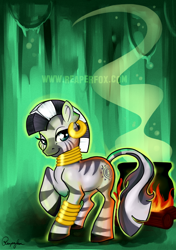 Size: 618x876 | Tagged: safe, artist:reaperfox, derpibooru import, zecora, zebra, solo