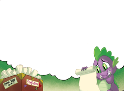 Size: 1040x764 | Tagged: safe, derpibooru import, idw, spike, dragon, exploitable, fanfic, solo, template, thought bubble