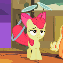 Size: 125x125 | Tagged: safe, screencap, apple bloom, the cutie pox, animated, cropped, gif, gif for breezies, loop-de-hoop, picture for breezies, plate spinning, tired