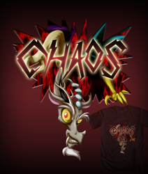 Size: 1080x1272 | Tagged: safe, artist:zedrin, derpibooru import, discord, chaos, clothes, solo, t-shirt