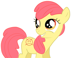 Size: 803x658 | Tagged: safe, derpibooru import, apple bloom, >:c, angry marines, solo, warhammer (game), warhammer 40k