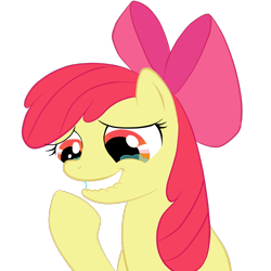 Size: 1000x1000 | Tagged: safe, artist:infernaldalek, derpibooru import, apple bloom, crying, giggling, reaction image, solo