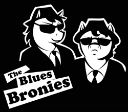 Size: 1770x1550 | Tagged: safe, blues brothers, clothes, ponified, shirt, simple background, text