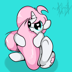 Size: 500x500 | Tagged: safe, artist:lightningnickel, derpibooru import, oc, oc only, oc:cotton candy, ask, holding tail, hug, solo, tail hug, tumblr