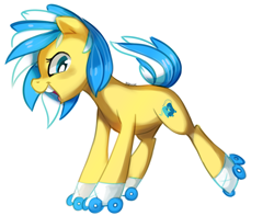 Size: 1607x1265 | Tagged: safe, artist:pepooni, derpibooru import, oc, oc only, oc:ring runner, earth pony, pony, female, mare, roller skates, skates, solo