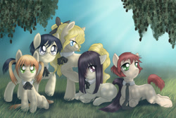 Size: 900x600 | Tagged: safe, artist:feather-ponyart, emi ibarazaki, hanako ikezawa, katawa shoujo, lilly satou, ponified, rin tezuka, shizune hakamichi