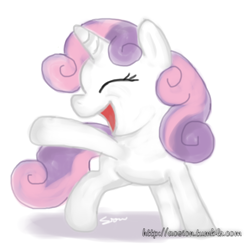 Size: 586x573 | Tagged: safe, artist:sion, derpibooru import, sweetie belle, happy, solo