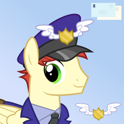 Size: 900x900 | Tagged: safe, artist:toughbluff, care package, special delivery, avatar, background pony, clothes, cute, mailpony, uniform