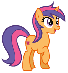 Size: 530x563 | Tagged: safe, artist:durpy, color edit, derpibooru import, minuette, scootaloo, g3, g3 to g4, generation leap, palette swap, solo