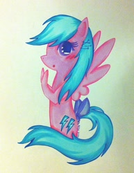 Size: 769x998 | Tagged: safe, artist:airyu, derpibooru import, firefly, g1, blushing, solo, traditional art