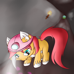 Size: 1000x1000 | Tagged: safe, artist:vixyhooves, derpibooru import, oc, oc only, oc:vixy hooves, lamp, mine, minecraft, miner, pickaxe, solo