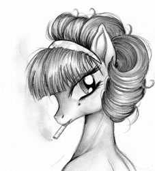 Size: 800x882 | Tagged: safe, artist:dashiepie, oc, oc only, cigarette, grayscale, monochrome, smoking, solo