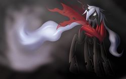 Size: 4000x2500 | Tagged: safe, artist:erinkarsath, derpibooru import, changeling king, changelingified, dark background, darkrai, male, pokémon, solo