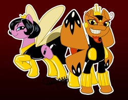 Size: 900x707 | Tagged: safe, artist:courtneydoodles, derpibooru import, dr. girlfriend, dr. mrs. monarch, ponified, the monarch, the venture bros.