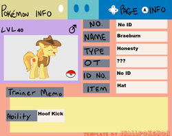 Size: 1357x1073 | Tagged: safe, derpibooru import, braeburn, pony, hat, info, male, pokéball, pokémon, ponymon, stallion, vector