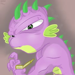 Size: 1800x1800 | Tagged: safe, artist:makoruu, spike, dragon, creepy, evil, pipe, smoking, solo