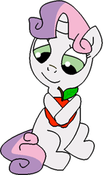 Size: 380x640 | Tagged: safe, artist:youwillneverkno, derpibooru import, sweetie belle, apple, hug, solo