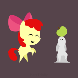 Size: 601x601 | Tagged: safe, artist:haretrinity, apple bloom, rabbit, apple, pointy ponies