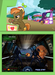 Size: 563x771 | Tagged: safe, derpibooru import, alien, aliens extermination, arcade, arcade game, arcade meme, exploitable meme, meme, obligatory pony