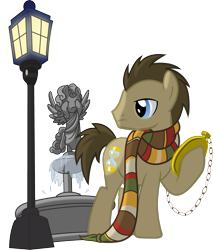 Size: 2500x2935 | Tagged: safe, artist:vector-brony, derpibooru import, idw, doctor whooves, doctor who, fountain, solo, statue, weeping angel