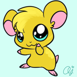 Size: 1280x1280 | Tagged: safe, artist:inkie-heart, derpibooru import, oc, oc only, oc:ticket, hamster, barely pony related, solo, species swap