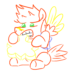 Size: 647x635 | Tagged: safe, artist:jargon scott, bird pone, banjo kazooie, biting, jigsaw puzzle, kazooie, lineart, ponified, puzzle, rare, rareware, sitting, solo