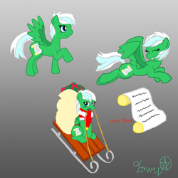 Size: 894x894 | Tagged: safe, artist:envyxthexpalmxtree, derpibooru import, oc, oc only, pegasus, pony, christmas, sleigh