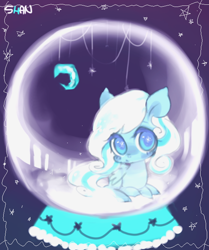 Size: 570x683 | Tagged: safe, artist:littlepinkamena, oc, oc only, oc:snowdrop, pegasus, pony, snow globe