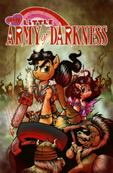 Size: 400x613 | Tagged: safe, artist:skulljammer, derpibooru import, earth pony, pony, undead, army of darkness, ash williams, badass, bone, bruce campbell, chainsaw, evil dead, female, looking at you, male, mare, parody, ponified, raised eyebrow, skeleton, stallion, windswept mane