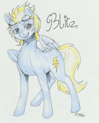 Size: 993x1227 | Tagged: safe, artist:bekuno, derpibooru import, lightning streak, solo, wonderbolts